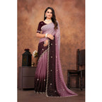 Seduva Women's Chiffon Embroidred Saree With Unstitched Blouse 5.5Mtr (Beige)