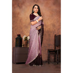 Seduva Women's Chiffon Embroidred Saree With Unstitched Blouse 5.5Mtr (Beige)