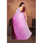 Seduva Women's Chiffon Embroidred Saree With Unstitched Blouse 5.5Mtr (Pink)