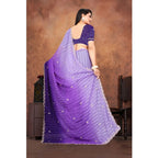 Seduva Women's Chiffon Embroidred Saree With Unstitched Blouse 5.5Mtr (Purple)