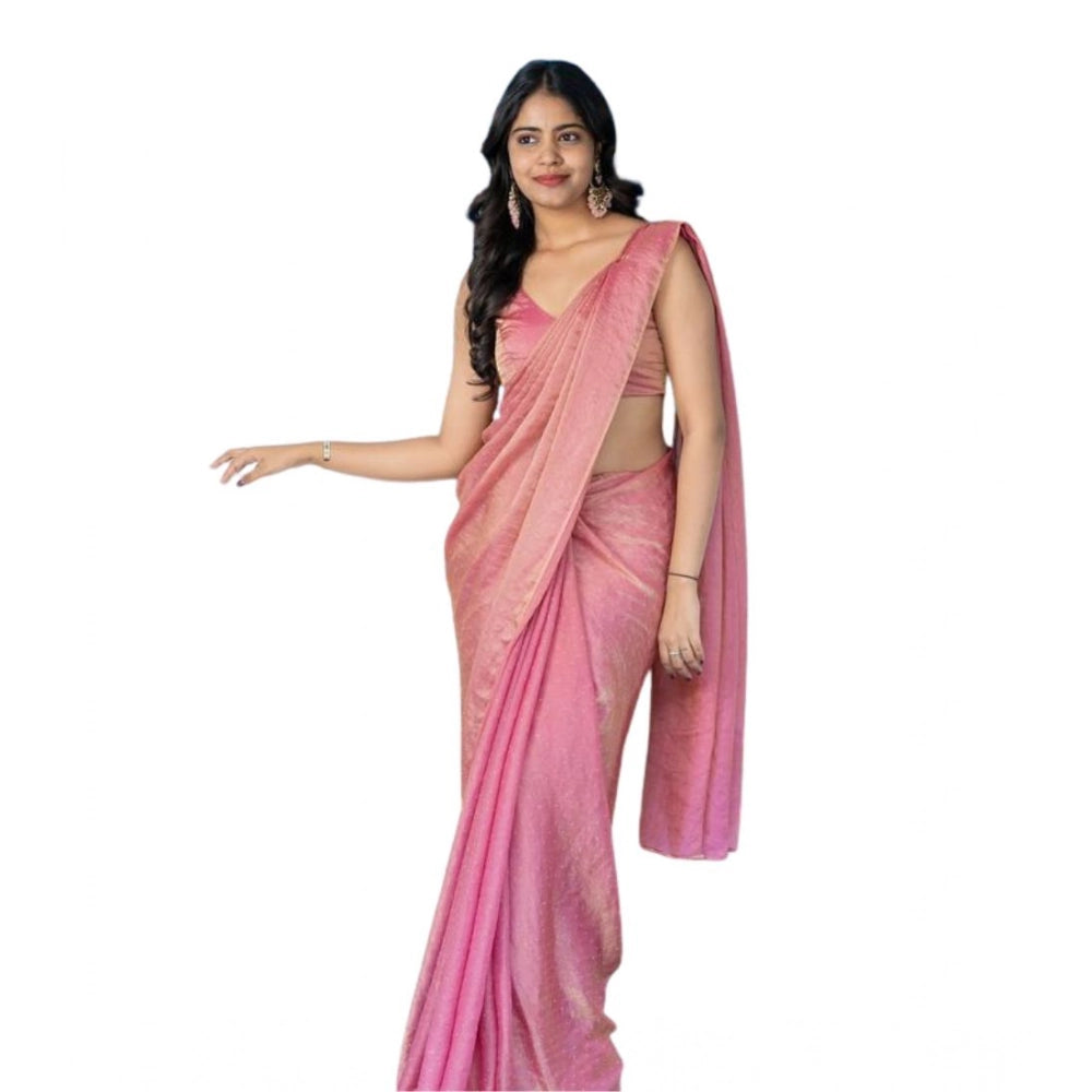 Seduva Women's Silk Embroidred Saree With Unstitched Blouse 5.5Mtr (Pink)