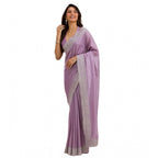 Seduva Women's Silk Embroidred Saree With Unstitched Blouse 5.5Mtr (Purple)