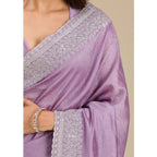 Seduva Women's Silk Embroidred Saree With Unstitched Blouse 5.5Mtr (Purple)