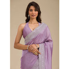 Seduva Women's Silk Embroidred Saree With Unstitched Blouse 5.5Mtr (Purple)