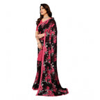Seduva Women's Georgette Printed Saree With Unstitched Blouse 5.5Mtr (Pink)