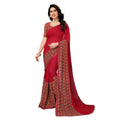 Seduva Women's Georgette Printed Saree With Unstitched Blouse 5.5Mtr (Red)
