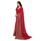 Seduva Women's Georgette Printed Saree With Unstitched Blouse 5.5Mtr (Red)