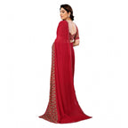 Seduva Women's Georgette Printed Saree With Unstitched Blouse 5.5Mtr (Red)
