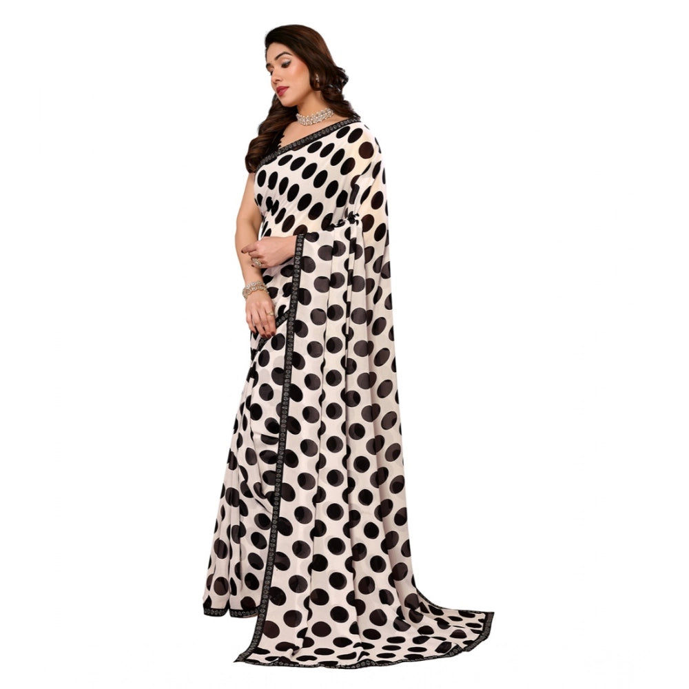 Seduva Women's Georgette Printed Saree With Unstitched Blouse 5.5Mtr (Black)