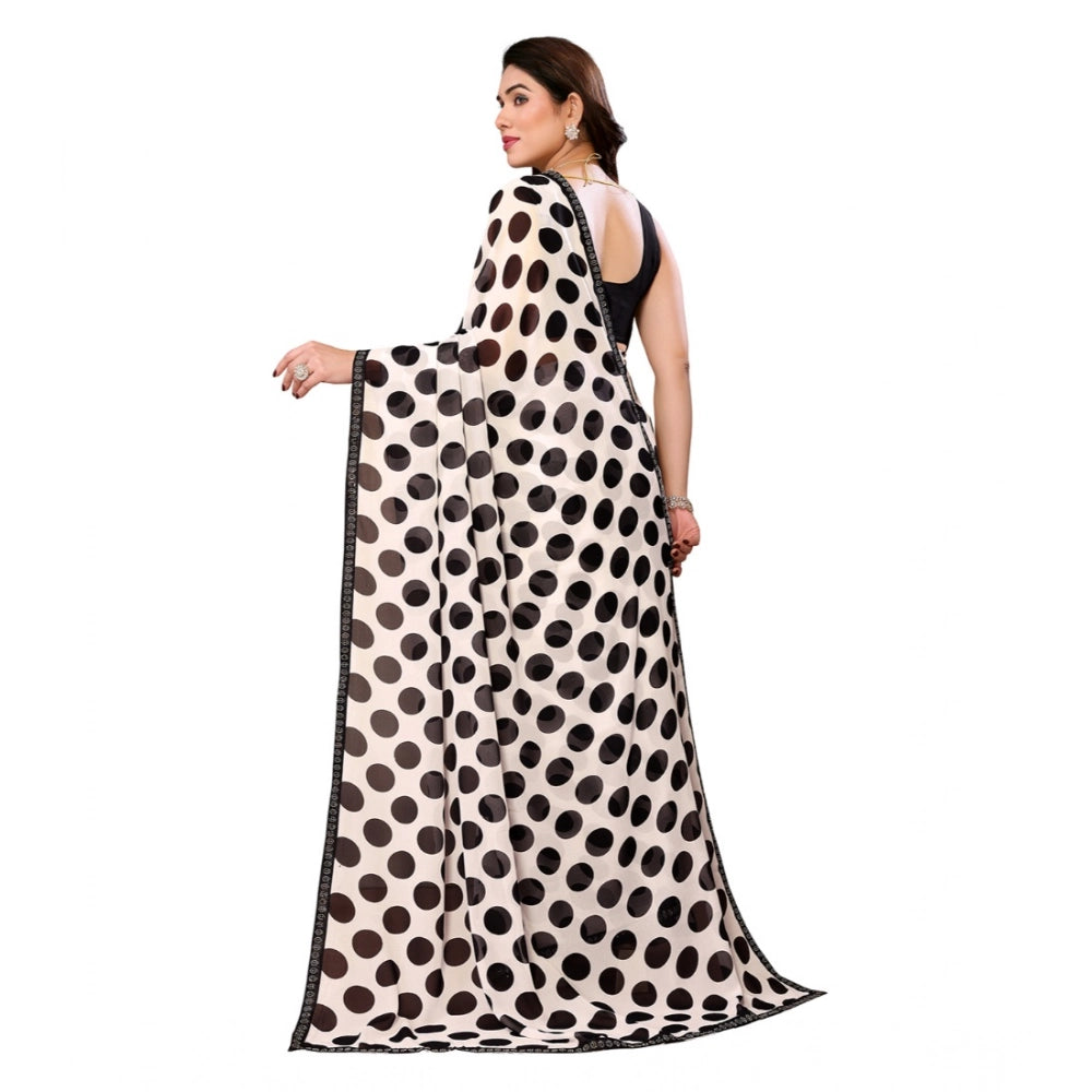Seduva Women's Georgette Printed Saree With Unstitched Blouse 5.5Mtr (Black)