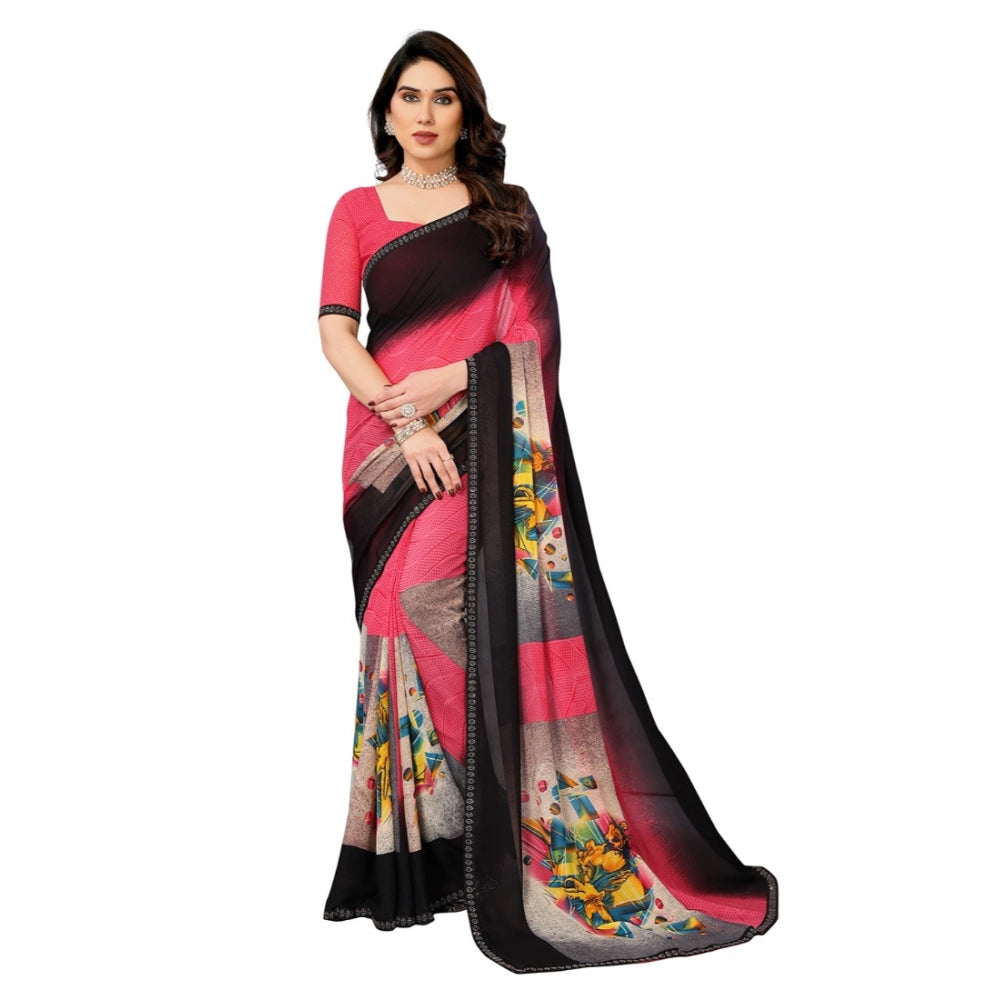 Seduva Women's Georgette Printed Saree With Unstitched Blouse 5.5Mtr (Multicolor)