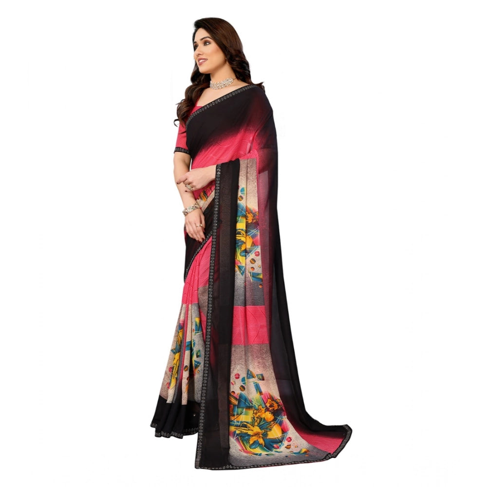 Seduva Women's Georgette Printed Saree With Unstitched Blouse 5.5Mtr (Multicolor)