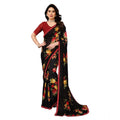 Seduva Women's Georgette Printed Saree With Unstitched Blouse 5.5Mtr (Black)