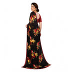 Seduva Women's Georgette Printed Saree With Unstitched Blouse 5.5Mtr (Black)