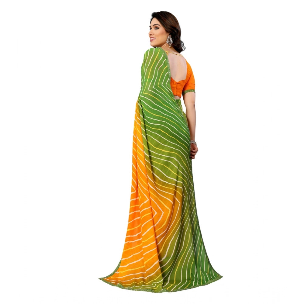 Seduva Women's Georgette Printed Saree With Unstitched Blouse 5.5Mtr (Green)