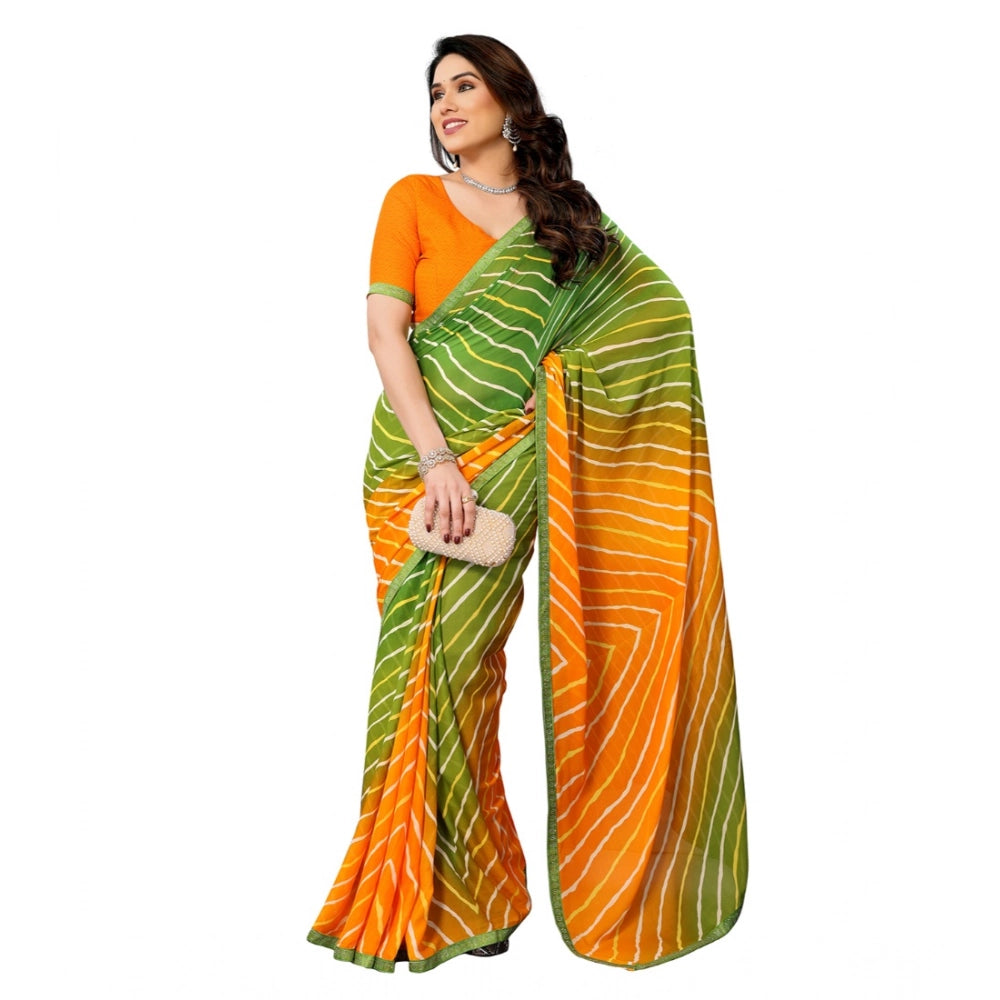 Seduva Women's Georgette Printed Saree With Unstitched Blouse 5.5Mtr (Green)