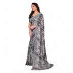 Seduva Women's Georgette Printed Saree With Unstitched Blouse 5.5Mtr (Grey)