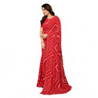 Seduva Women's Georgette Printed Saree With Unstitched Blouse 5.5Mtr (Red)
