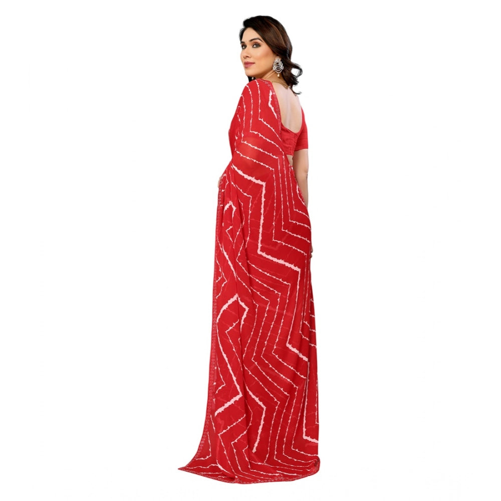 Seduva Women's Georgette Printed Saree With Unstitched Blouse 5.5Mtr (Red)