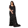 Seduva Women's Georgette Printed Saree With Unstitched Blouse 5.5Mtr (Black)