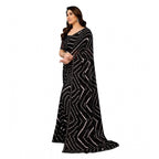 Seduva Women's Georgette Printed Saree With Unstitched Blouse 5.5Mtr (Black)