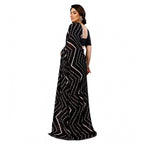 Seduva Women's Georgette Printed Saree With Unstitched Blouse 5.5Mtr (Black)