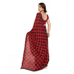Seduva Women's Georgette Printed Saree With Unstitched Blouse 5.5Mtr (Red)