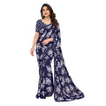 Seduva Women's Georgette Printed Saree With Unstitched Blouse 5.5Mtr (Navy Blue)