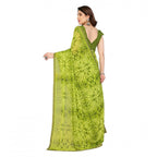 Seduva Women's Georgette Printed Saree With Unstitched Blouse 5.5Mtr (Mehendi Green)