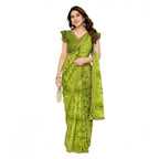 Seduva Women's Georgette Printed Saree With Unstitched Blouse 5.5Mtr (Mehendi Green)