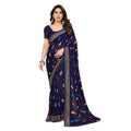 Seduva Women's Georgette Printed Saree With Unstitched Blouse 5.5Mtr (Navy Blue)