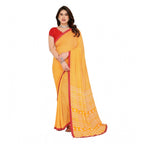 Seduva Women's Georgette Printed Saree With Unstitched Blouse 5.5Mtr (Yellow)