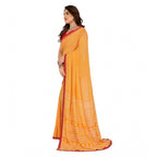 Seduva Women's Georgette Printed Saree With Unstitched Blouse 5.5Mtr (Yellow)