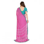 Seduva Women's Georgette Printed Saree With Unstitched Blouse 5.5Mtr (Pink)