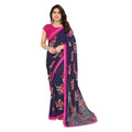 Seduva Women's Georgette Printed Saree With Unstitched Blouse 5.5Mtr (Blue)
