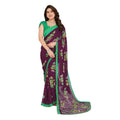 Seduva Women's Georgette Printed Saree With Unstitched Blouse 5.5Mtr (Maroon)