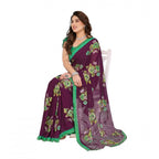 Seduva Women's Georgette Printed Saree With Unstitched Blouse 5.5Mtr (Maroon)