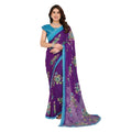 Seduva Women's Georgette Printed Saree With Unstitched Blouse 5.5Mtr (Purple)