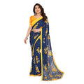 Seduva Women's Georgette Printed Saree With Unstitched Blouse 5.5Mtr (Blue)