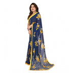 Seduva Women's Georgette Printed Saree With Unstitched Blouse 5.5Mtr (Blue)