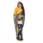 Seduva Women's Georgette Printed Saree With Unstitched Blouse 5.5Mtr (Blue)