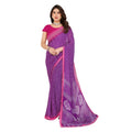 Seduva Women's Georgette Printed Saree With Unstitched Blouse 5.5Mtr (Purple)