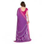 Seduva Women's Georgette Printed Saree With Unstitched Blouse 5.5Mtr (Purple)