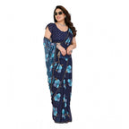 Seduva Women's Georgette Printed Saree With Unstitched Blouse 5.5Mtr (Navy Blue)