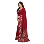 Seduva Women's Georgette Printed Saree With Unstitched Blouse 5.5Mtr (Red)