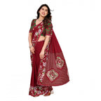 Seduva Women's Georgette Printed Saree With Unstitched Blouse 5.5Mtr (Red)