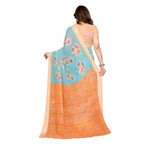 Seduva Women's Georgette Printed Saree With Unstitched Blouse 5.5Mtr (Light Blue)
