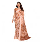 Seduva Women's Georgette Printed Saree With Unstitched Blouse 5.5Mtr (Brown)