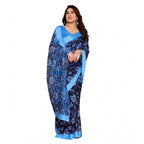 Seduva Women's Georgette Printed Saree With Unstitched Blouse 5.5Mtr (Blue)