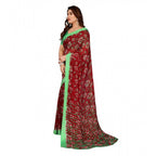 Seduva Women's Georgette Printed Saree With Unstitched Blouse 5.5Mtr (Red)